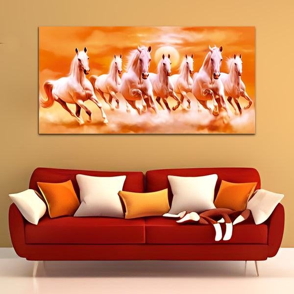 Seven Horses Running Abstract Canvas Wall Painting & Arts