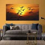 Flying Bird in Sky with Sunset Canvas Wall Painting