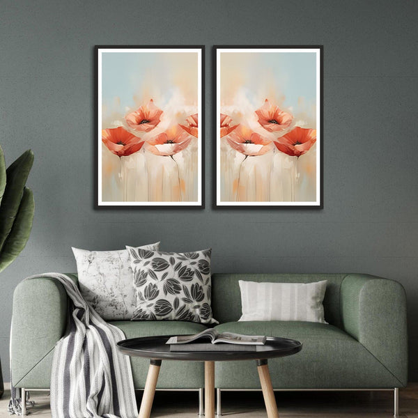 White and Pink Abstract Set of 2 Wall Arts