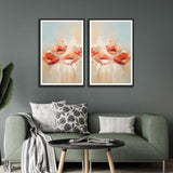 White and Pink Abstract Set of 2 Wall Frames