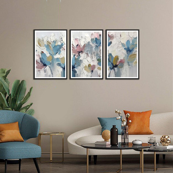 Beautiful Abstract Flower Canvas Wall Frame Set of 3