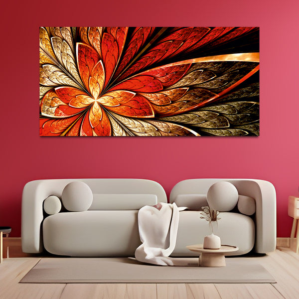 Beautiful Red Designing Flower Canvas Wall Painting