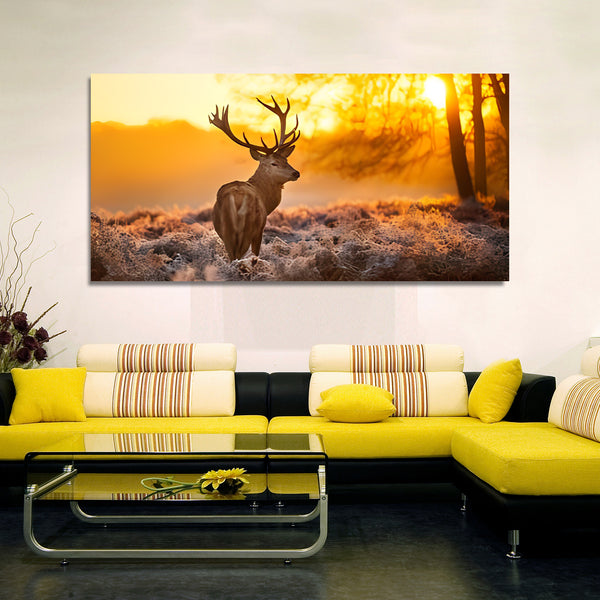 Shree Ram tample Orange & Off White Wall Art Painting