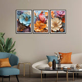 Beautiful Colorful Premium Flower Set of 3 Wall Frame