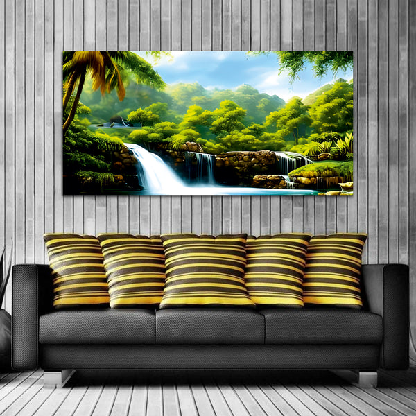 Waterfall in the Forest Canvas Wall Painting