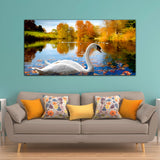 Beautiful White Duck under Water Canvas Wall Painting