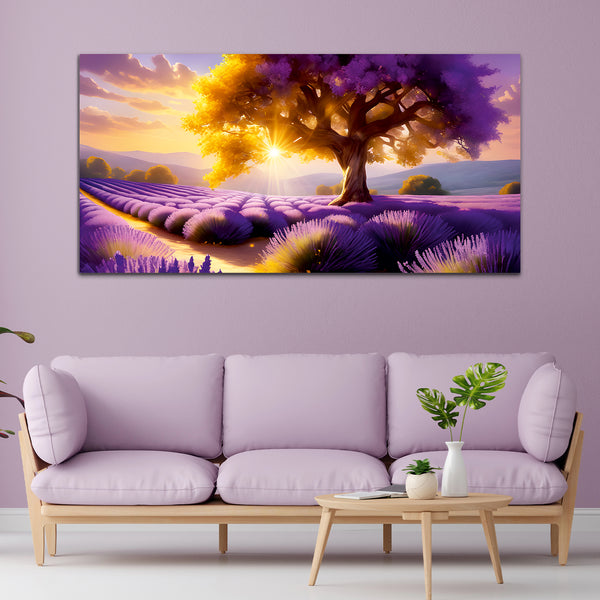 Abstract Tree with Sunrise Canvas Wall Painting