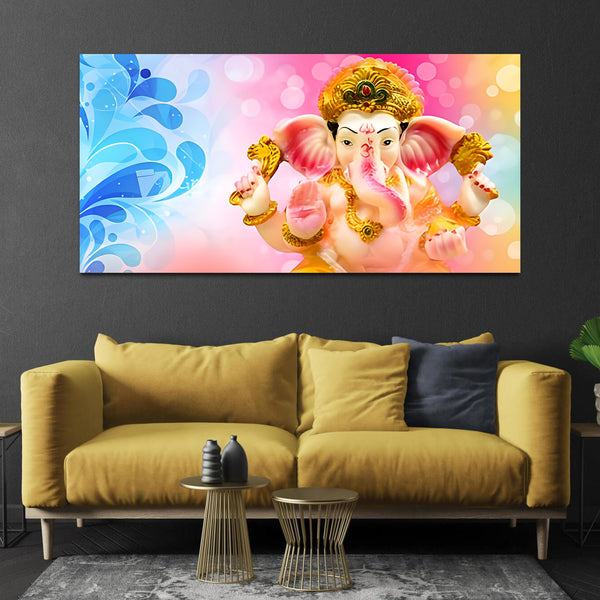 Beautiful White Ganesh Canvas Wall Painting