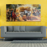Beautiful Hand Painted Scenery Painting of Rajasthani Village Wall Painting