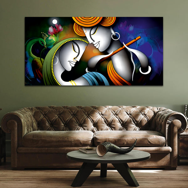 Radha Krishna  Blue Canvas Wall Painting