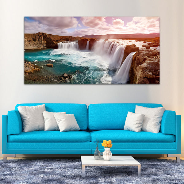 White & Blue Beautiful Waterfall Canvas Art  Wall Painting