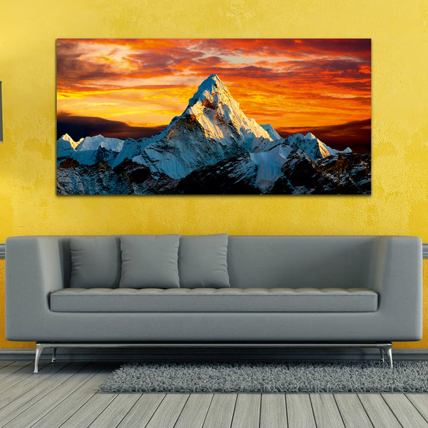 Beautiful Colorful Mountain with Sunrise Canvas Wall Painting