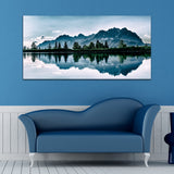 Green Forest with Mountain and River Canvas Wall Painting