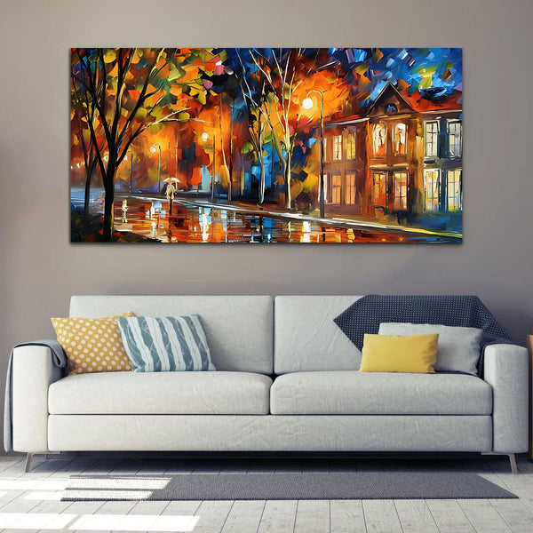Beautiful Night City multicolor Canvas Art Wall Painting
