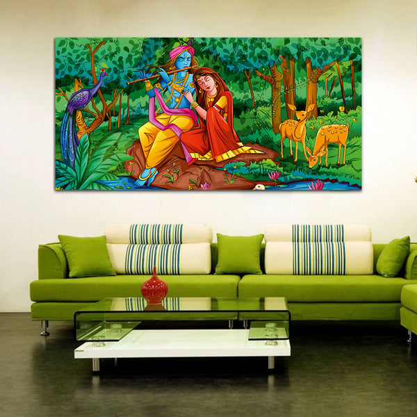 Lord Radha Krishna in Forest Wall Painting