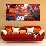 Pink Tree with River Abstract Canvas Wall Painting & Arts