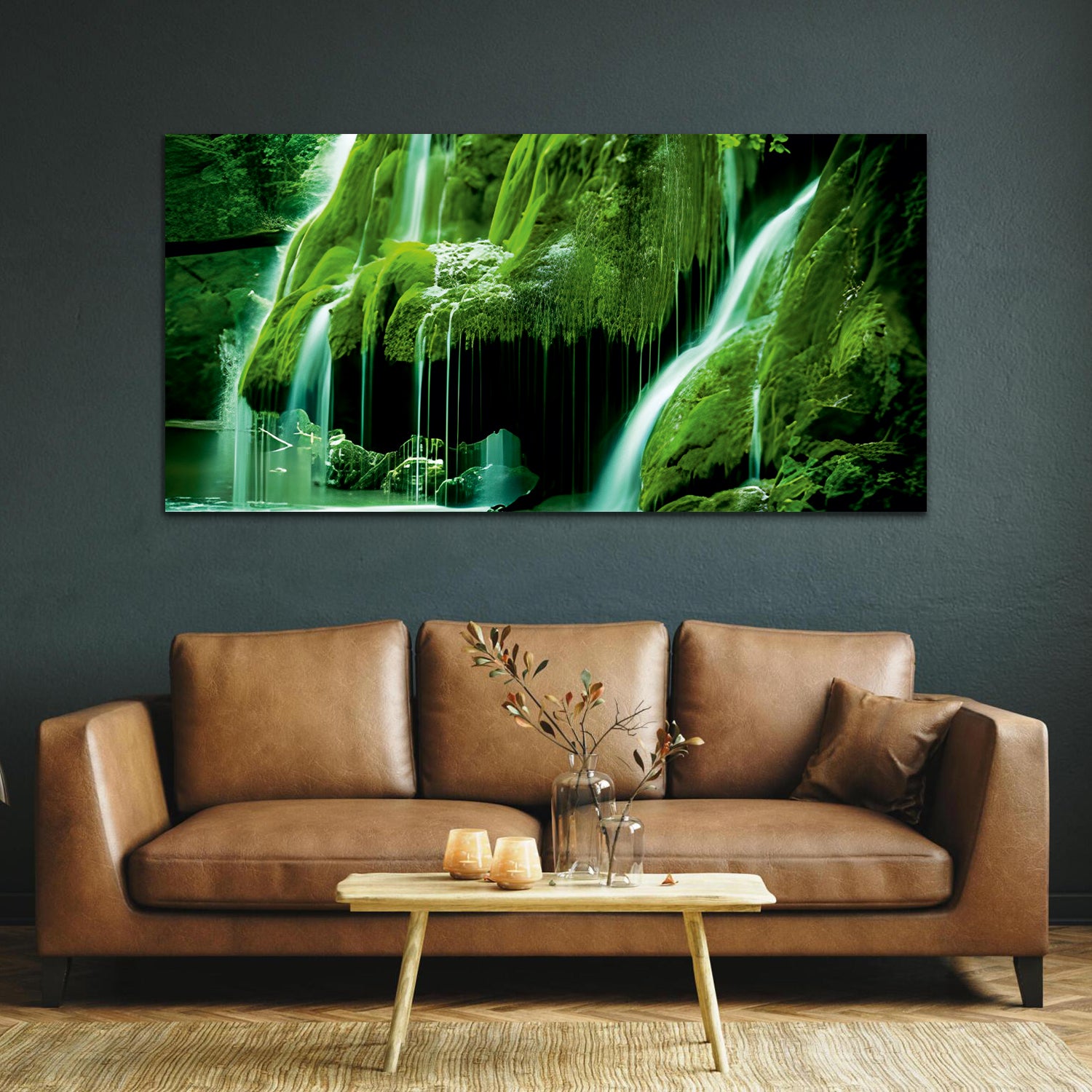 Waterfall Green Canvas Wall Painting
