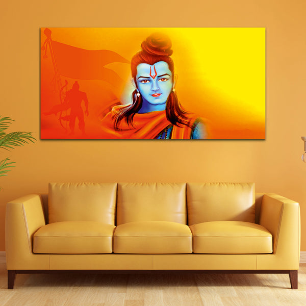 Shree Ram Orange & Yellow Canvas Wall Art Painting