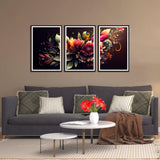Beautiful Colorful Flower Canvas Wall Painting Set of 3
