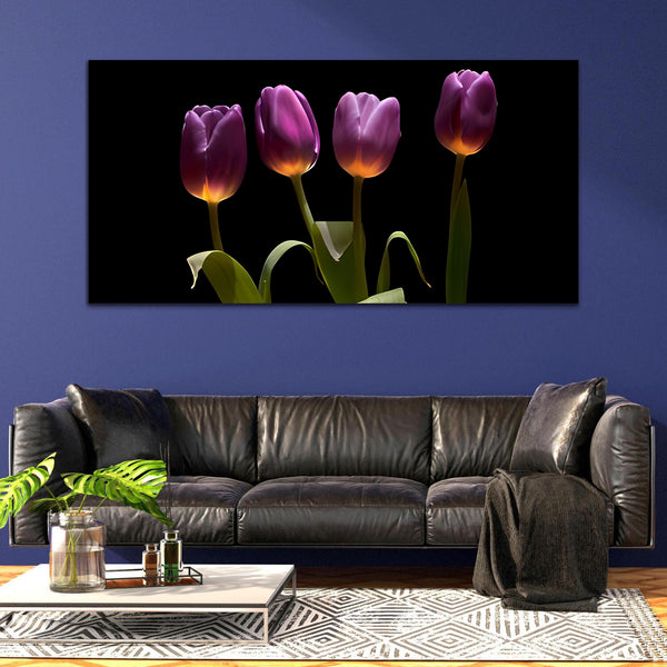 Flower Red Off White Canvas Wall Painting