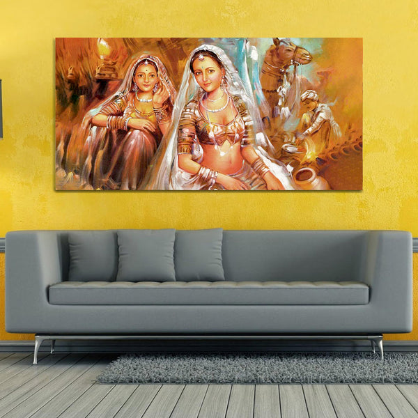 Beautiful Abstract Rajasthani Village Art Wall Painting