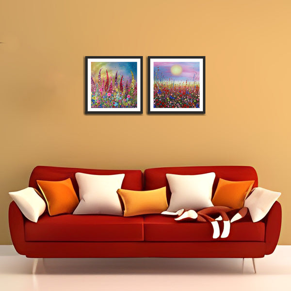 Beautiful Abstract Colorful Flower Set of 2 Wall Frames & Art