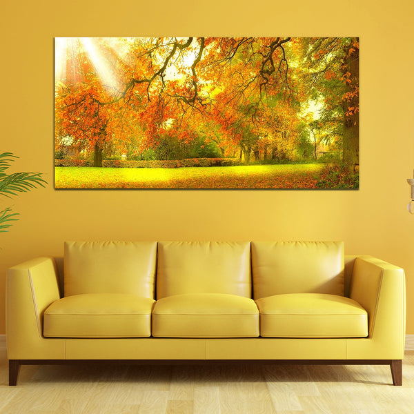 Beautiful Green Forest Tree with Garden Canvas Wall Painting