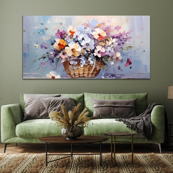 Flowers With Butterfly Yellow-Red Canvas Wall Painting