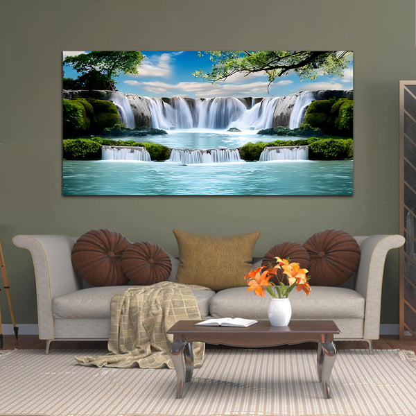 Beautiful Waterfall On Bright Sky canvas wall painting