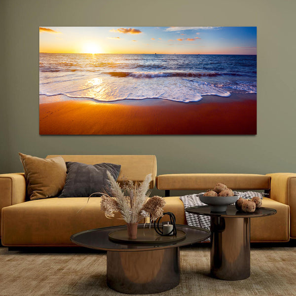 Beautiful Beach with Sunset Canvas Wall painting
