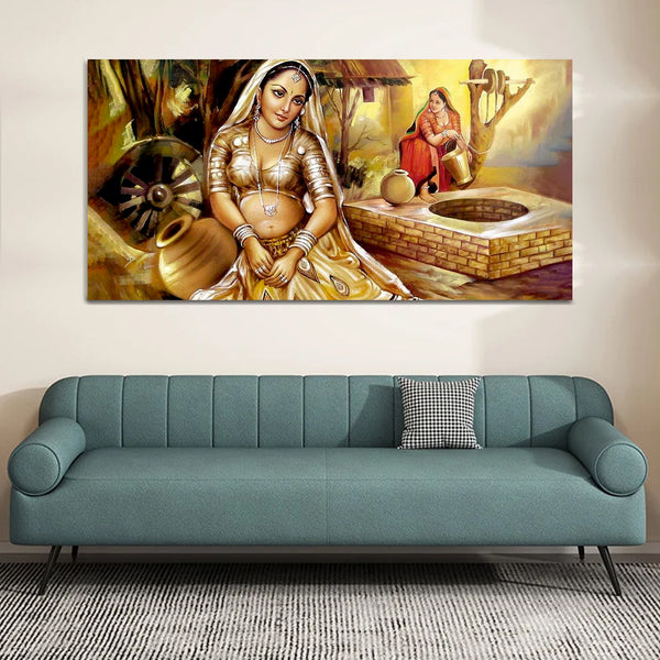 Rajasthani art Water Filling Women Wall Painting