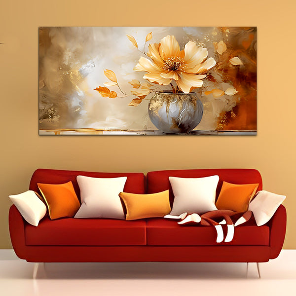 Beautiful Yellow Flower Pot Canvas Wall Painting