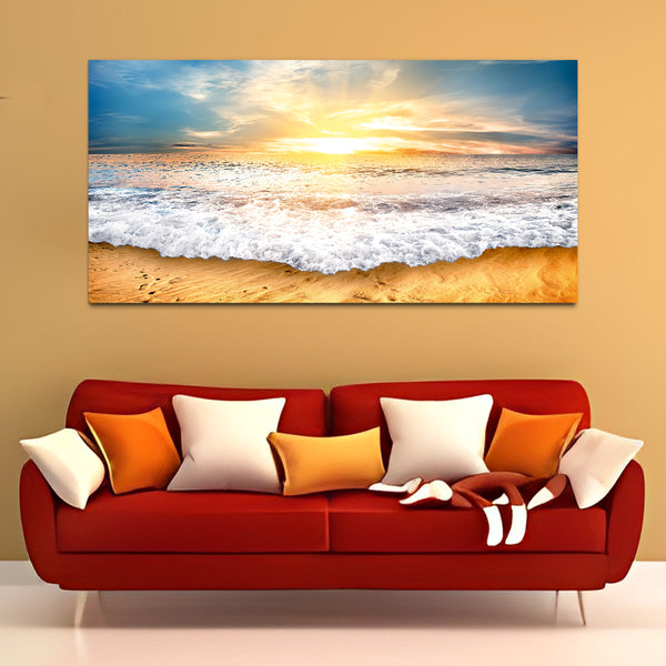 Beautiful Beach with Sunrise Canvas Wall painting