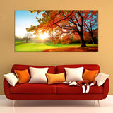 Forest Tree With Sunset Wall Painting