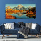 Beautiful Mountain with Yellow Forest Canvas Wall Painting