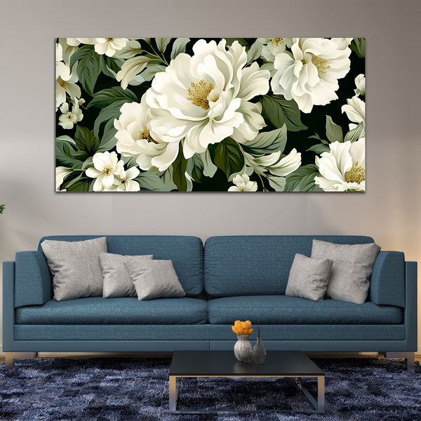 White Abstract Flower Canvas Wall Painting & Arts