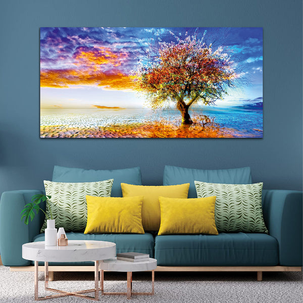 Colorful Tree with Blue Sky Canvas Wall Painting & Arts