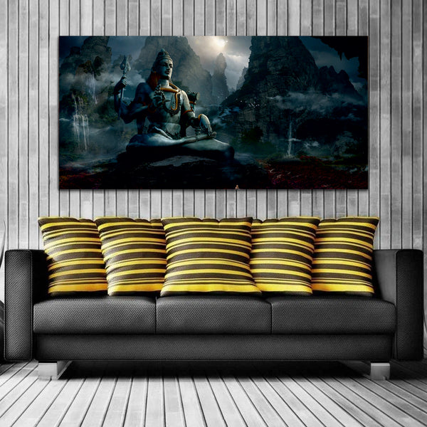Lord Shiv Meditating Mountain  Canvas Wall Painting