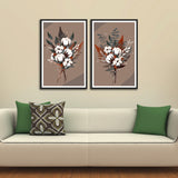 Colorful Flower Bookey Abstract Set of 2 Wall Frames