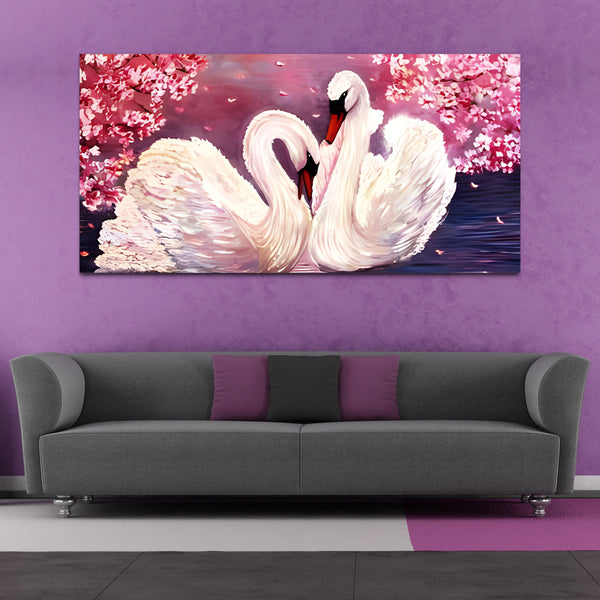 Beautiful Two White Peacock under Water Canvas Wall Painting