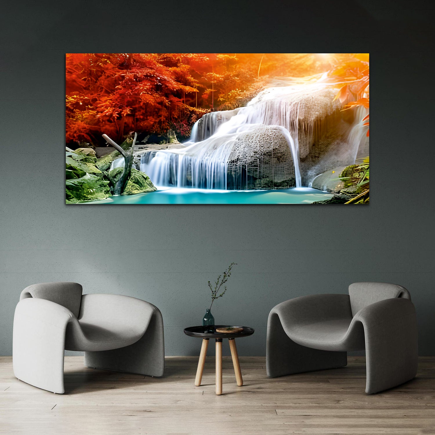 Waterfall Deep Forest Canvas Wall Painting
