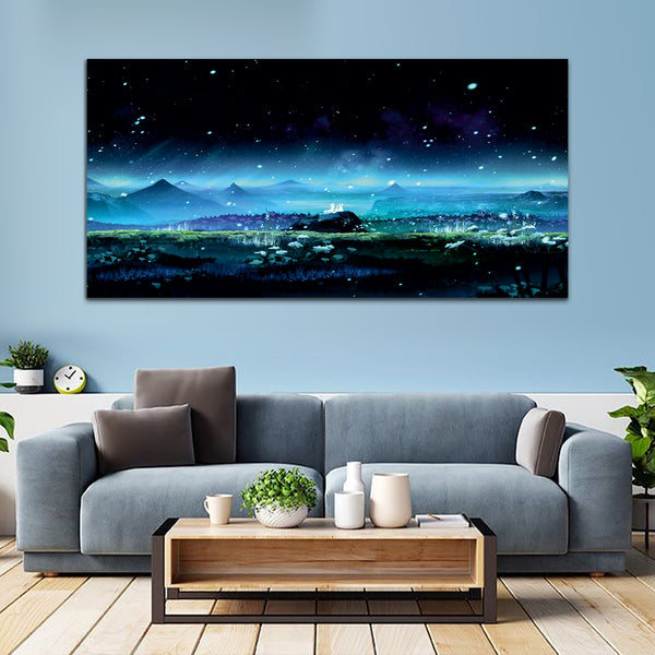 Mountain & Flowers Canvas Wall Painting