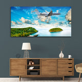 Airplanes passing over the sea in Sky Canvas Wall Painting