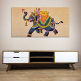 Rajasthani Art Elephant Premium Canvas Wall Painting