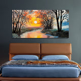 Beautiful Sunrise with Colorful Forest canvas Wall Painting