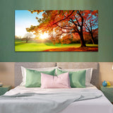 Forest Tree With Sunset Wall Painting