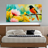 Beautiful Bird with Flower canvas Wall Painting