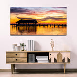 Beautiful River with Sunset Canvas Wall Painting & Arts