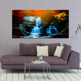 Autumn Leaves and Waterfall Living Bed Room Canvas Wall Painting