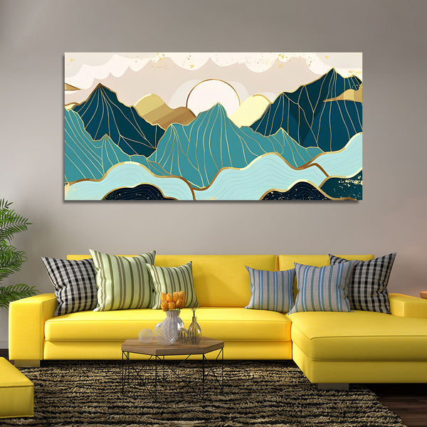 Golden Mountain Canvas Wall Painting
